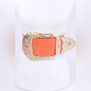 Plus Size Gold Buckle Wide Statement Belt